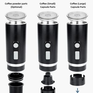 Verktyg uppladdningsbar värmbar bär bärbar hela automatisk espressokapsel kaffemaskin för stora och små kapslar / kaffe powde