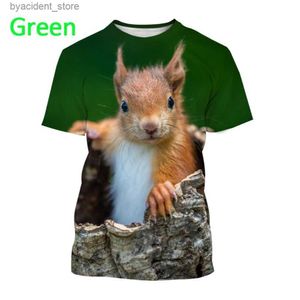 Men's T-Shirts Funny animal squirrel print T-shirt 2022 fashion personality Harajuku style casual O-neck short-sleeved loose large size mens c L240304