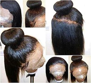 Diva1 Africano Americano Yaki em linha reta 360 frontal peruca de cabelo humano pré arrancado frente para mulheres negras 1302842163