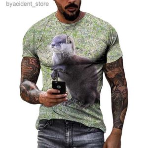 T-shirt da uomo Nuove magliette grafiche 3D Funny Beaver Summer Fashion Casual Personality Street Style Stampato ampio girocollo manica corta Tees L240304