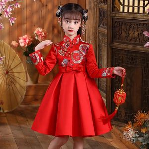 Платья для девочек, одежда в китайском стиле, детский костюм Тан для девочек, праздничное платье принцессы, зимняя одежда для детей от 3 до 14 лет