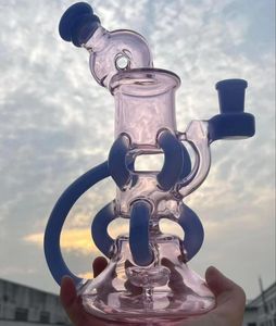 Klein Tornado Percolator Cam Bong Bongs 8 inç geri dönüştürücü su boruları 14mm dişi eklem petrol dab teçhizatları kuvars banger veya kase hr024