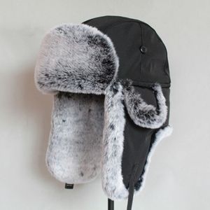 Winter bomber hat For Men faux fur russian hat ushanka Thick Warm cap with ear flaps Y200110202z