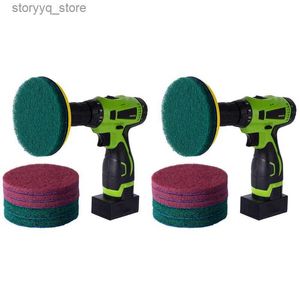 Cleaning Brushes 16 Pcs 5 Inch Drill Power Brush Tile Scrubber Scouring Pads Cleaning Kit (Drill NOT Included)L240304