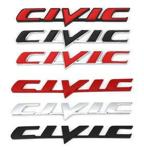 CAR 3D Metal Emblem Badge Sticker för Honda Civic Car BACK SVALT TRUNK LETTER STICKERS DECALS Auto Accessories Car Styling5811430