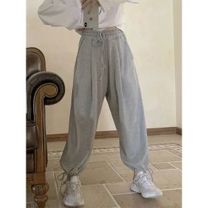 Capris mexzt cinza joggers sweatpants mulheres harajuku streetwear cintura alta harem calças de perna larga coreano casual solto calças esportivas novo