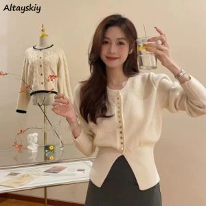 Cardigans Cardigan Women Pure Minimalist Allmatch Soft Autumn Knitting Korean Style Single Tender Sweater Elegancki popularny onck