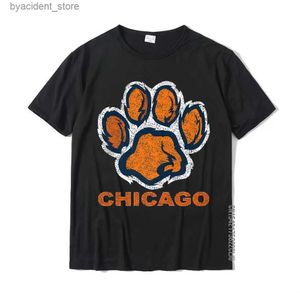 Men's T-Shirts Funny Vintage Foot Paw Bear Orange Chicago Gifts T-Shirt Plain Men T Shirt Customized Tshirts Cotton Printed L240304