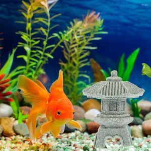 Garden Decorations 4 Pcs Tower Light Miniature Decoration Models Stone Simulated Pavilion Statue