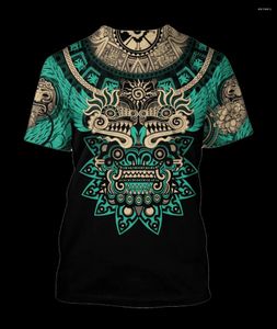 Mens Camisetas Tendência de verão Harajuku Mexican Aztec Quetzon Casual T-shirt Street Fashion Clássico Retro O-pescoço Solto Sênior 3D Impresso Top