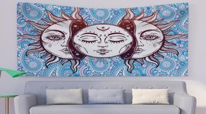 Blue Sun and Moon Mandala Tapestry Wall Hanging Decor for Living och Bedroom8346452