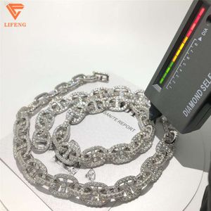 Фабричная оптовая кубинская сеть капля доставка VVS Moissanite Diamond 925 Серебряное серебро 15 мм кубинская цепь хип -хоп ожерелье хип -хоп