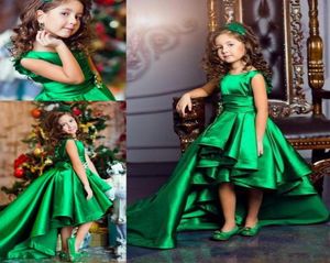 Custom Made Green Girls Pageant Dresses Satin Pleats Sash Flower Girls Dresses Lovely Children Birthday Dresses Kids Formal Wear5967677