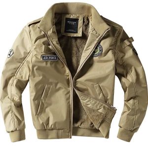 Men Winter Coat Heavy Fleece Male Cardigan Bomber Aviation Jumper Air Force One Man Aesthetic Clothing Workwear Military Jacket 240304