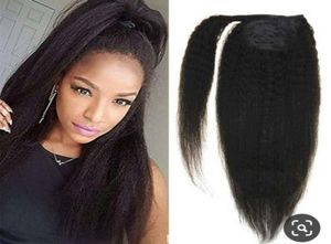 Afroamerykanin gruboziarniste Yaki Kinky prosta brazylijska dziewicza klip otaczają wokół String Ponytail Human Hair Extension 18quot 16170572