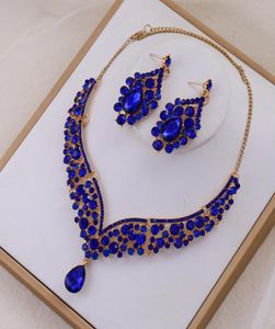 Gioielli in blu reale per collana e orecchini di smeraldi nuziali Set spettacolo di mele cotogne Quinceanera dolce 15 16 ragazze nuziale tè vittoriano4639533