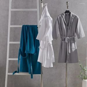 Homens sleepwear top grosso robe absorvente homens outono masculino roupão vestir 2024 casais vestido qualidade sólida primavera banho mulheres waffle normal