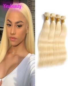 Cabelo humano malaio 4 peças em linha reta 613 loiro pacotes completos baratos extensões de cabelo loiro duplo wefts8764125