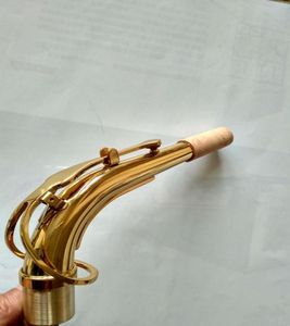 245mm Alto Saxophone Bend Neck Högkvalitativ mässing Material Guldlack Saxofonanslutning Musikinstrument Tillbehör 9139516