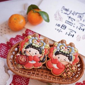 Moldes de cozimento ano chinês molde de biscoito dos desenhos animados menina menino geada cortador de açúcar ferramenta decoração de bolo