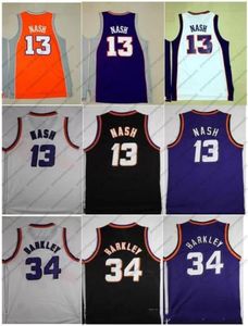 Qualidade Laranja Azul Steve 13 Nash Jersey Vintage Branco Roxo Preto Charles 34 Barkley Jersey Steve Nash Camisas Dream Team 1611298