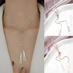 Vintage Triangular Clavicle Chain 14k Gold Necklace for Women Cold Wind Simple Korean Temperament Jewelry Collares Para Mujer Accessories