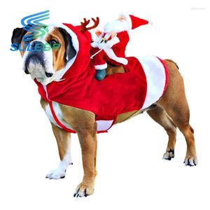 Hundebekleidung SULEGR Weihnachtsmann, Weihnachtsmann-Kostüm, Weihnachten, Haustierkleidung, laufender Weihnachtsmann, Reiten, Kapuzenpullover, Mantel, Cosplay, Party, Urlaub, Dressing