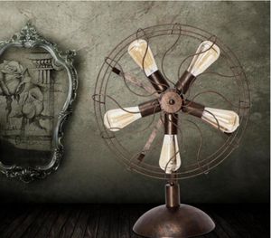 Vintage Led Metal Tablolar Lambalar Fan şekli tasarlanmış Art Deco Masa Lambası Çalışma Yatak Odası Oturma Odası Çubuğu Dekor1746859