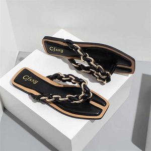 36% rabatt på sportskor 2024 CFXXY-47FLIP FLOPS Fashion Chain Slides Overdimensionerade stranden Flat Bottomed Sandals för kvinnors slitage