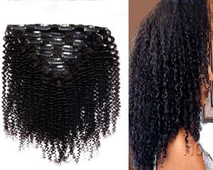 Grampo de cabelo encaracolado afro mongol na extensão do cabelo humano 7a grau afro kinky encaracolado tecer pacotes 6533684