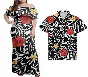 Casual Dresses Hycool Fashion Plus Size Polynesian Tribal Design Puletasi Ruffle Off Dress Men Hawaiian Shirt Black Summer 20224548714