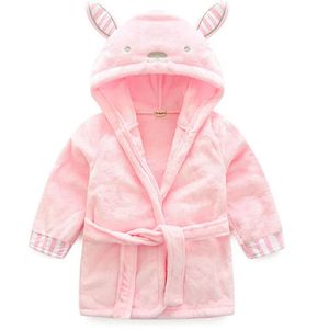 Barn pyjamas vinter kaniner hålla varma flanell mantel barn badrockar baby pojkar flickor huva hemkläder flickor hem sömnkläder 240228