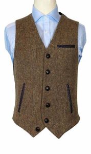 2019 Wedding Vests Suit Vest Men039s Suit Vests Spring and Autumn Waistcoat Brown Single Breasted Stripes Wool Material Casual 6700077