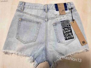 Women's Jeans Ksubi Jerans Denim Shorts Womens Light Blue High Waisted Loose Thin with Holes and Tassels Summer Sexy Hot Pants 240304