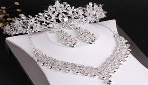 Luxury Designer Jewelry Sets for Bride Wedding Party Crystal Crowns Necklace Earring Sets Headbands Shining Rhinestone Headpieces 7044825