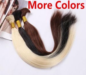 5A Grade 50g Silky Straight Black Brown Blonde Mix Piano Ombre Color Hair Bulk Hair Braid 100 Human Hair Extensions4351951