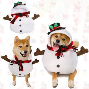 Kleidung Weihnachten Schneemann Reit -Outfit Kleidung für Geben Sie großen Hund Kätzchen Weihnachtsgeschenk Hunde Kostüm Foto Requisiten Haustier Vorrat weiß