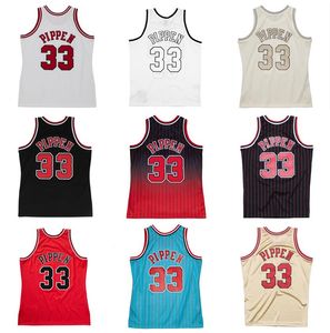 Stitched baskettröja Scottie Pippen #33 1995-96 97-98 White Rend Black Mesh Hardwoods Classic Retro Jersey Men Women Youth S-6XL