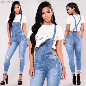 Jeans da donna Jeans da donna Jeans strappati Tuta senza maniche Salopette di jeans per le donne Fidanzato Vacanza Backless Hole 2022 Coppia di abbigliamento 240304