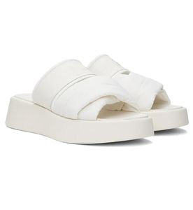 Nowe łatwe do noszenia kobiet sandały Mila Buty Tkanina Paski przecinające się Muły Chunky Sole Solle On Beach Slajd Flat Comfort Codzienne obuwie EU35-42