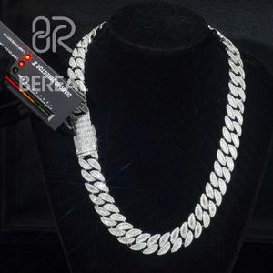 18mm 18 Custom Vvs Moissanite Cuban Chain Necklace Double Row 925 Silver Hip Hop Pendant Set Cuban Link Chain