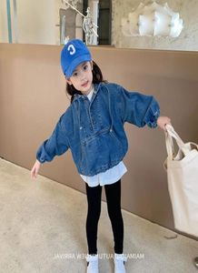 28t denimjackor för flickor Småbarn Kid Baby Girl Clothes Lång ärm Huven Jeans Rockar Löst mode Top Pullover Streetwear7846329