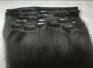 Promotion 70g 100g 120g 140g 160g Straight Remy Clip in Human hair extension Black Brown Blonde for color choice 14quot 9558853