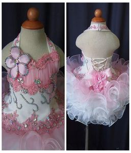 Halter Lace Child Pageant 2019 Cupcake Dress Neonate Breve National Glitz Tutu Abiti da cerimonia Abiti da festa per il compleanno del neonato 5559049