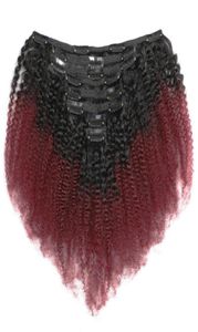 Grampo no cabelo humano peruano afro kinky encaracolado clipes ins extensões para mulher 8 pçs 120gset ombre cor t1b 99j1033107