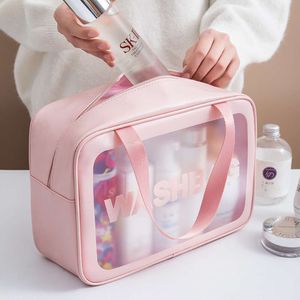 PVC Transparent Makeup Simple And Large Capacity Bath PU Waterproof Toiletries Bag, Portable Travel Storage Bag 343961