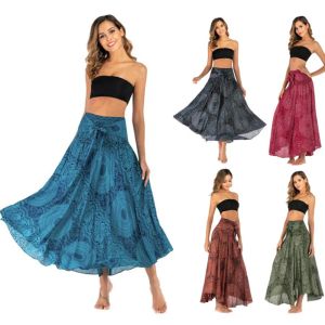 spódnica moda lato długie spódnice kobiety dolne boho vintage druk maxi spódnica kobieta ubrania harajuku saia jupe femme bohemian faldas