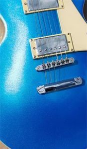 Guitarra elétrica padrão, pó de prata azul, em estoque, pacote de raios