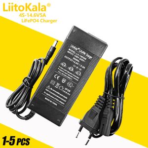 1-5pcs LiitoKala 4S 14.4V 3A/5A LiFePO4 battery Charger 12V/14.4V LiFePO4 Battery Charger Input 100-240V Safety Stable