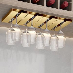 Kitchen Storage 1Pcs Bar Wine Glass Holder Wall Mounted Multi-function Hanging Cup Rack Organizer Punch-free Cupboard